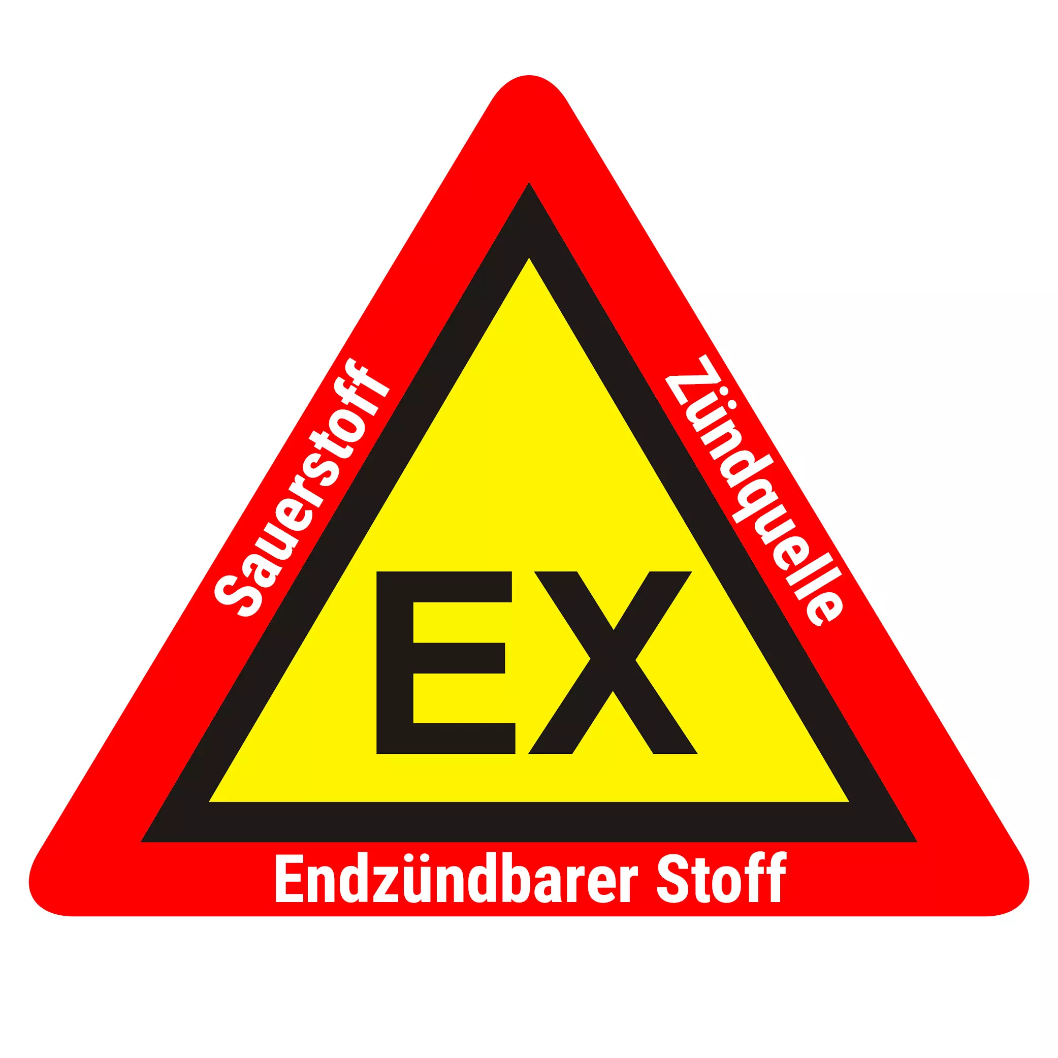 dreieckiges Warnzeichen für Ex-Anlagen, rotes Dreieck mit gelben Hintergrund