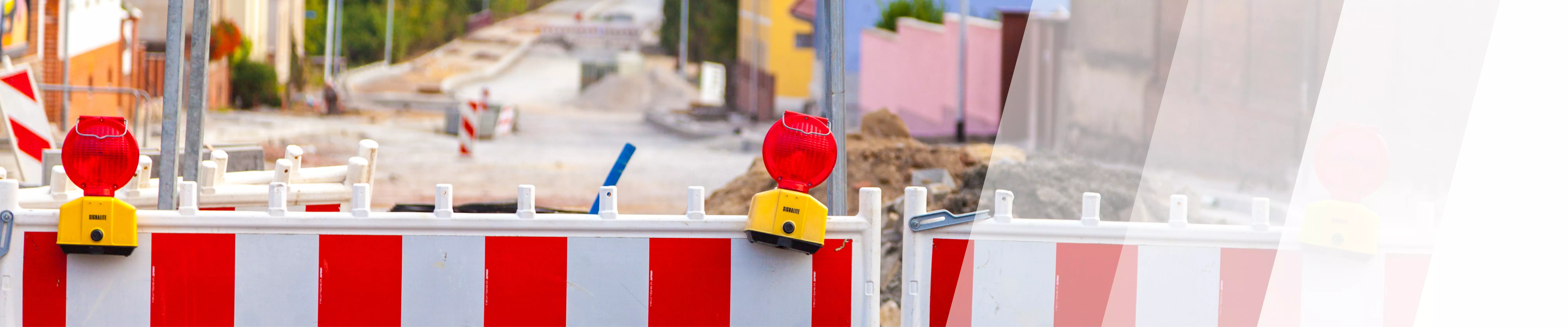 Baustellenabsicherung mit Warnleuchten