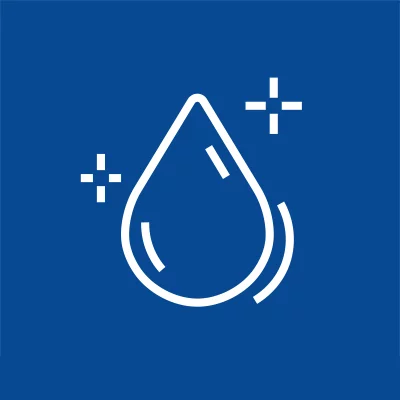 Icon Wassertropfen: Keine Oberflächenvorbereitungen an den Druckgeräten notwendig