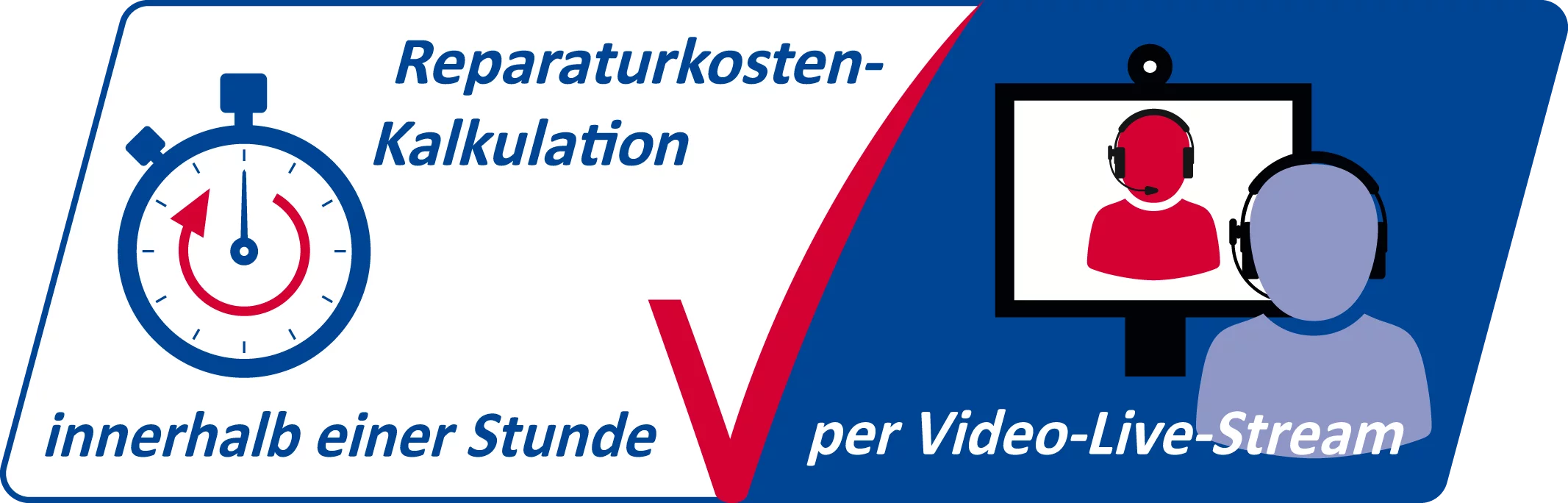 Zeichen zur Reparaturkosten-Kalkulation per Video-Live-Stream innerhalb einer Stunde